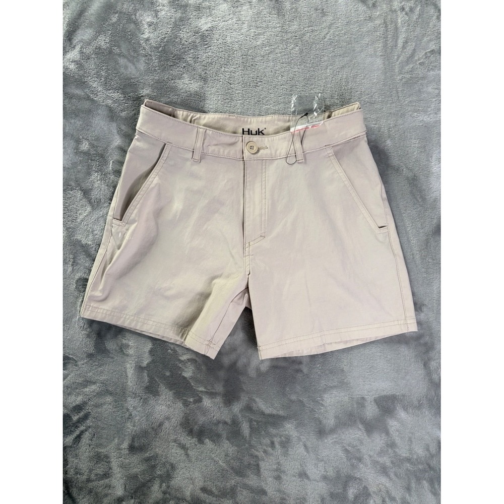Huk Performance Fishing Utility Shorts Mens S Light Gray Cotton Polyester NWT